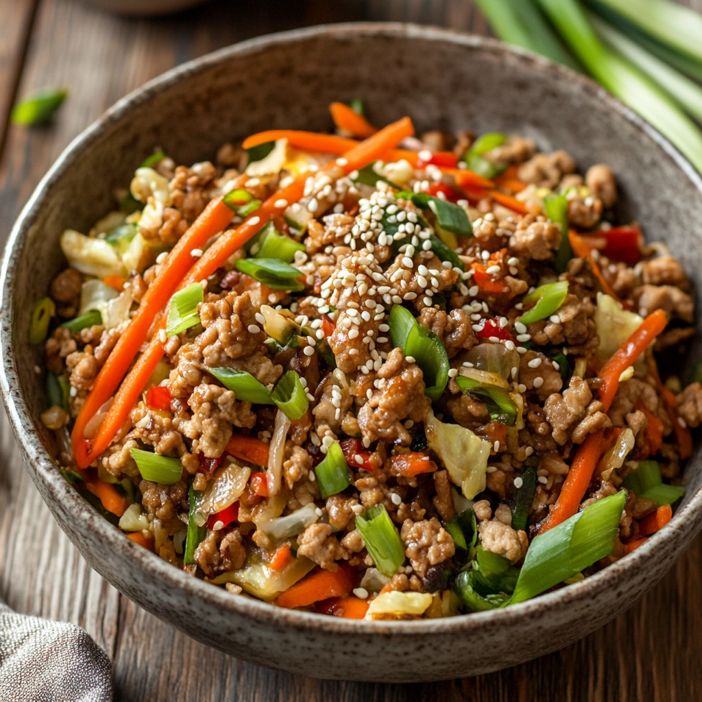 keto egg roll in a bowl