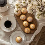 blueberry muffins on a rustic breakfast table