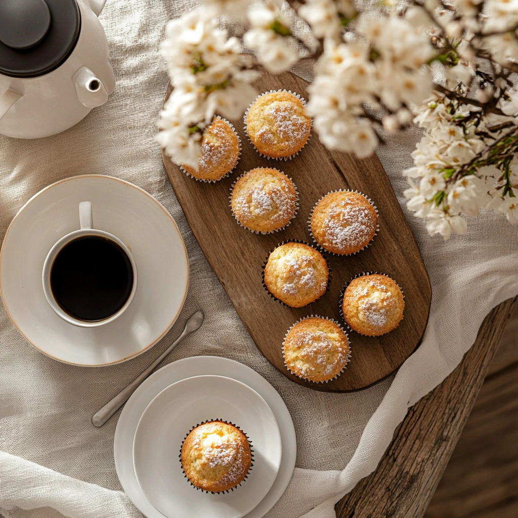 blueberry muffins on a rustic breakfast table
